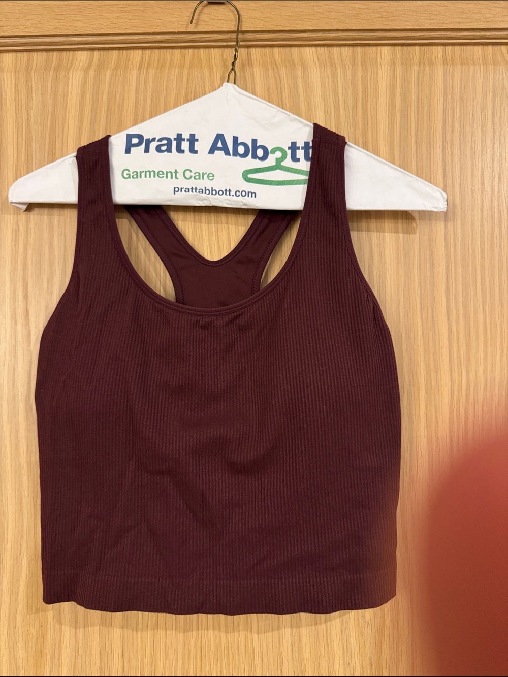 CALIA by Carrie Underwood Ribbed Racerback Crop Tank - Burgundy Wine
